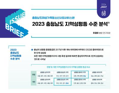 NO.68(2024. Vol.3)2023 충청남도 지역성평등 수준 분석